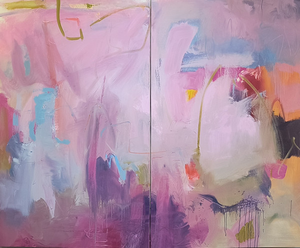 Pink Paradise Diptych by Denise Pfau Demby