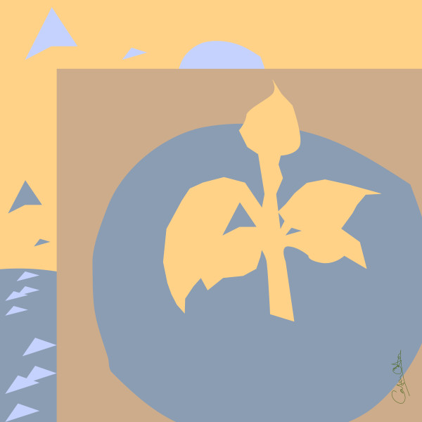 Plant Series 1: Abstract Line Cavendish 8 with hidden seascape by Catrin O'Hara