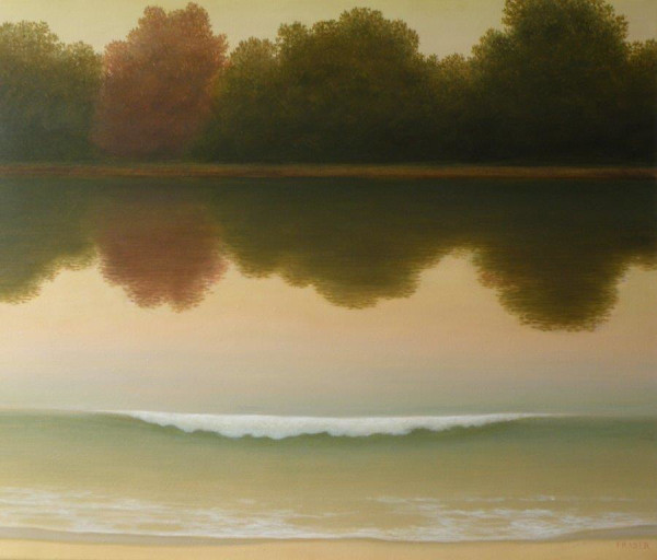 - sin titulo - arboles reflejo playa by John Fraser