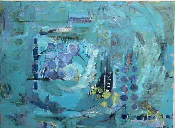 Blue Swirls With Purple Circles by Jinx Constine