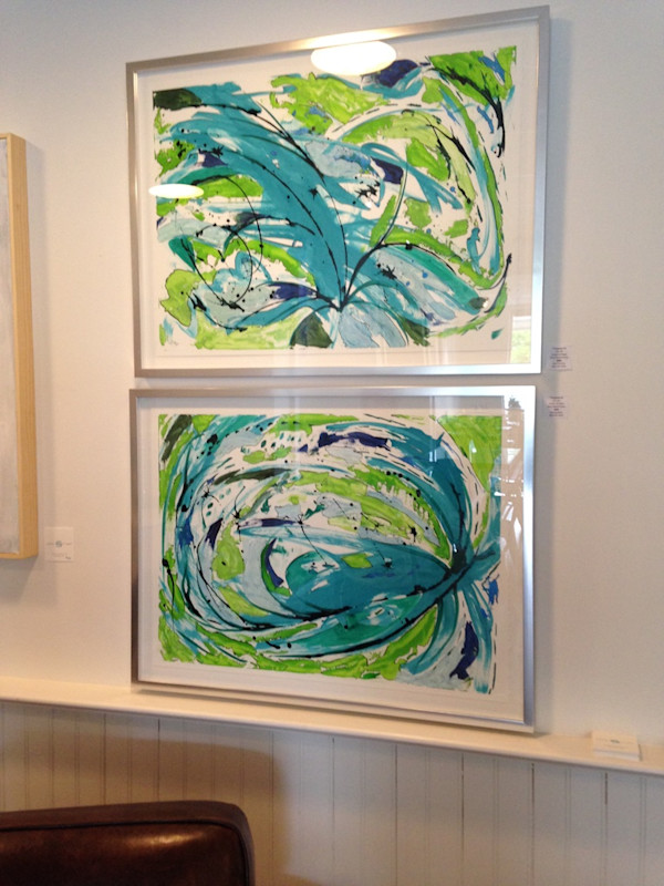 pair of turquoise abstracts by Jinx Constine