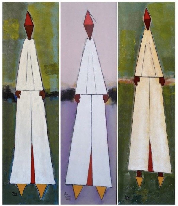 Les Bonhommes Triptych by Aziz Kibari