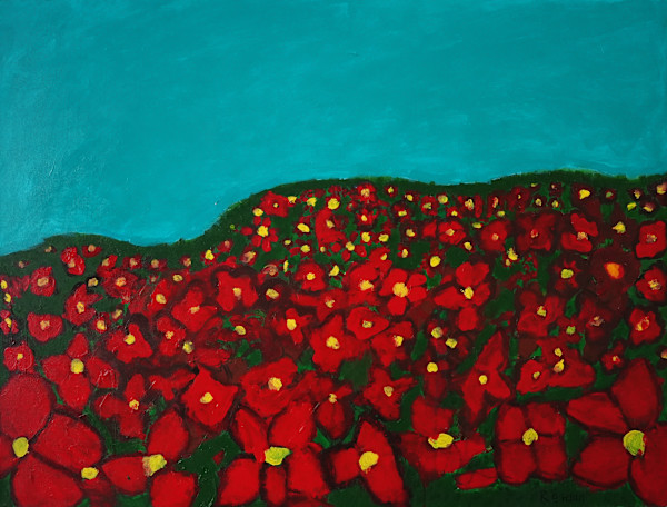 Field of red poppies by Rehaan Patel