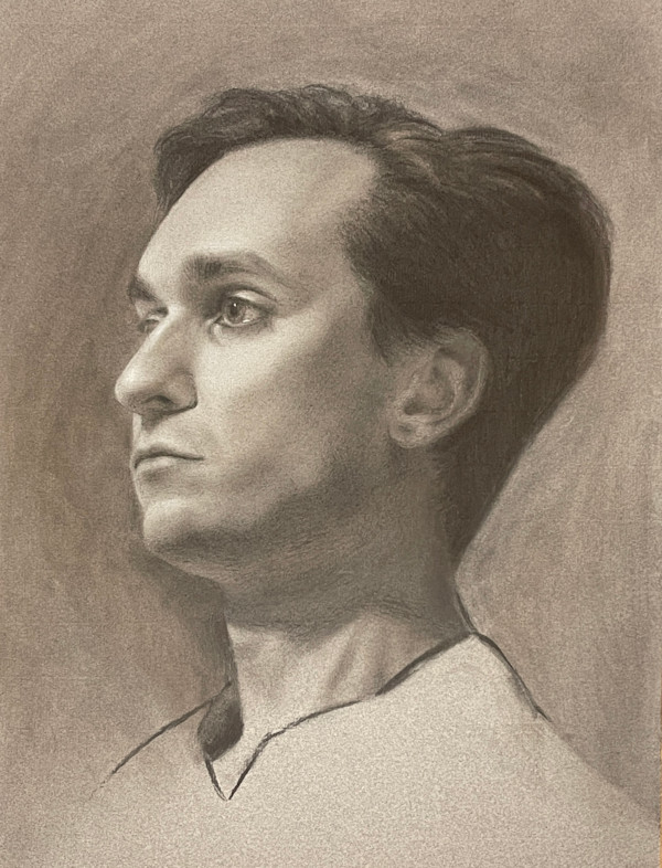 Fraser Charcoal Drawing in Profile by Jia Liu