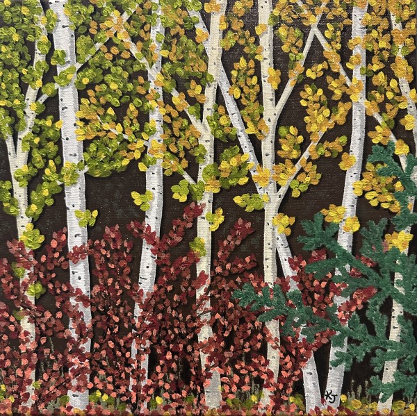 Fall Leaves in the Ravine on Canvas by Krista Joan Green