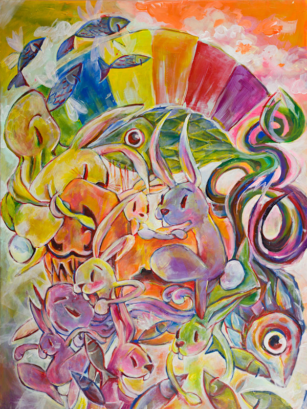 Sunset with Rabbits, Fish and Pumpkin ship by Isis A//fourtoeight, Image 1.