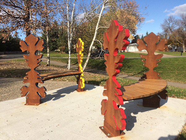 BUR OAK BENCHES by Greg  Mueller