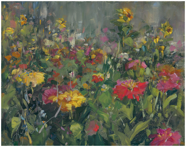 Zinnias in the Garden by Stephanie Amato