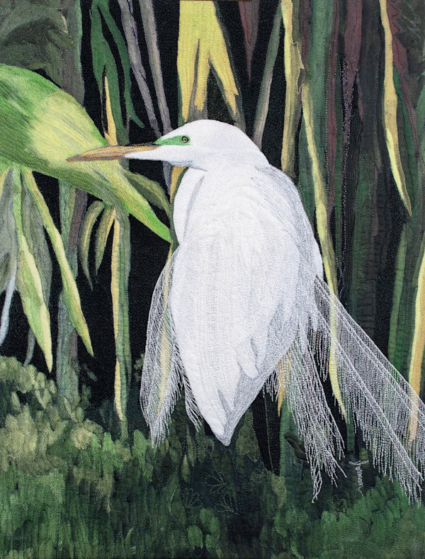 Egret Courting 9x12 Reproduction #1 of 5 by Janet Herman