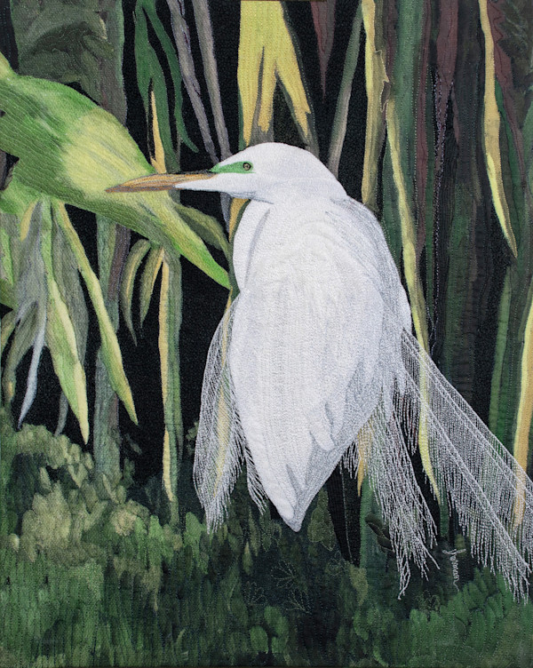 Egret Courting by Janet Herman