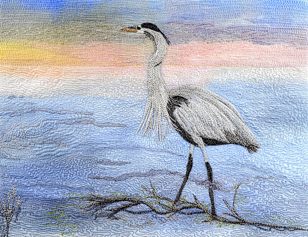 Heron Wading by Janet Herman