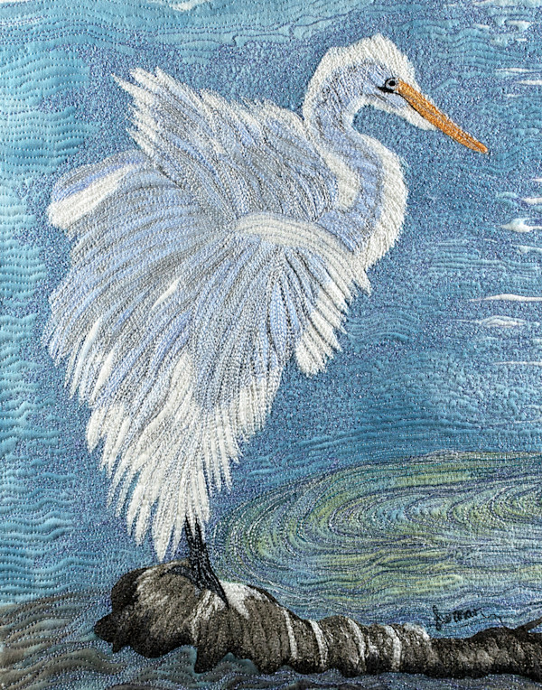 Turquoise Pond Great Egret #1/5 Reproduction by Janet Herman