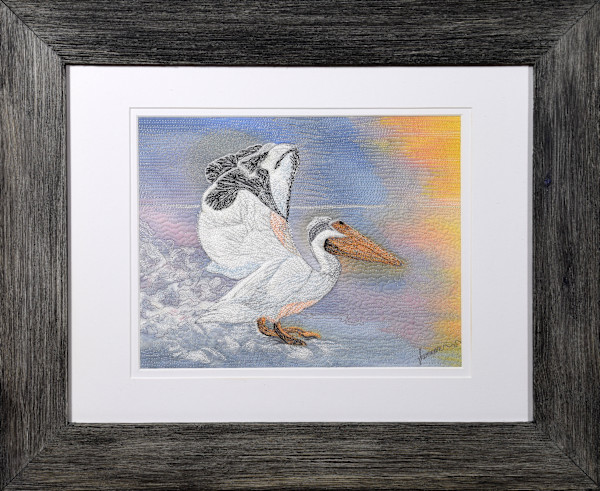 White Pelican Splashdown by Janet Herman