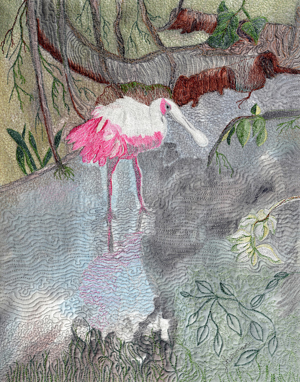 Spoonbill Reflection 8x10 Reproduction #3 of 5 by Janet Herman