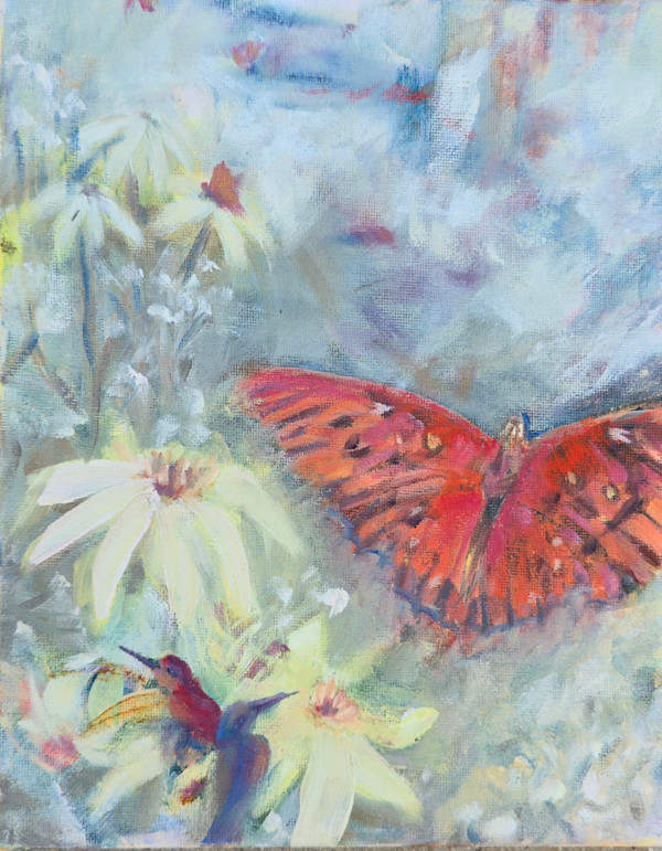 Butterfly and Daisies by Kim Denice Clark, International Fine Artist