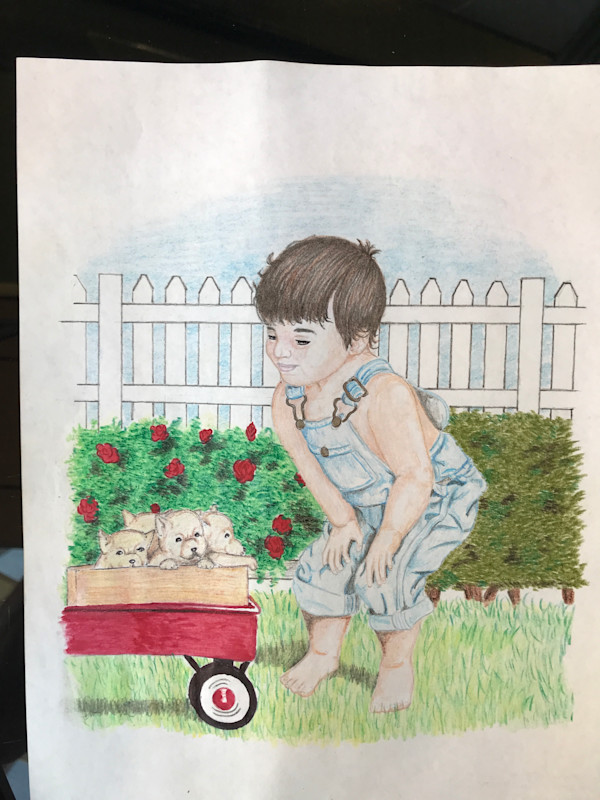 Untitled (Little Boy and Puppies) by "George's HomePage"
