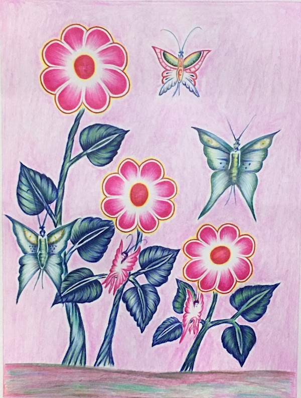 Untitled (Flowers and Butterflies) by Carlos De Gabarrette