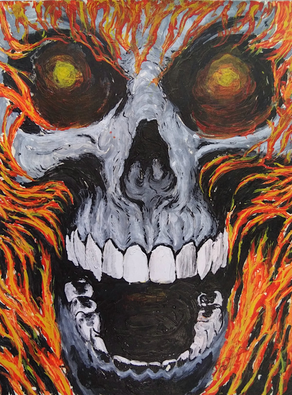 Skull with Flames by J. Scott