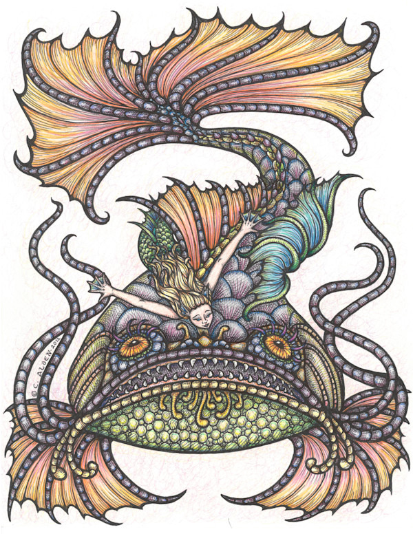 Mermaid on Fish by Carole Alden