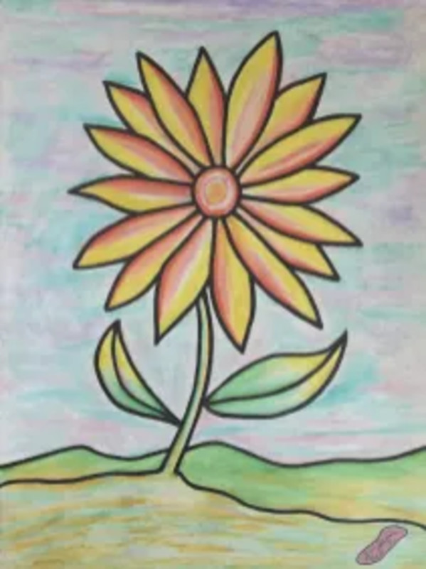 Lonely Flower in a Field by John W. Zenc