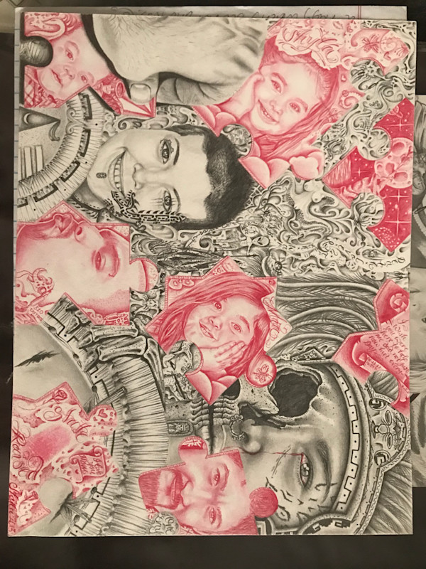 Red and Pencil Puzzle Pieces by Daniel Martinez