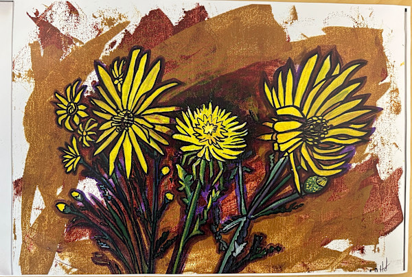 Yellow Flowers and Dandelion by Brian Hindson