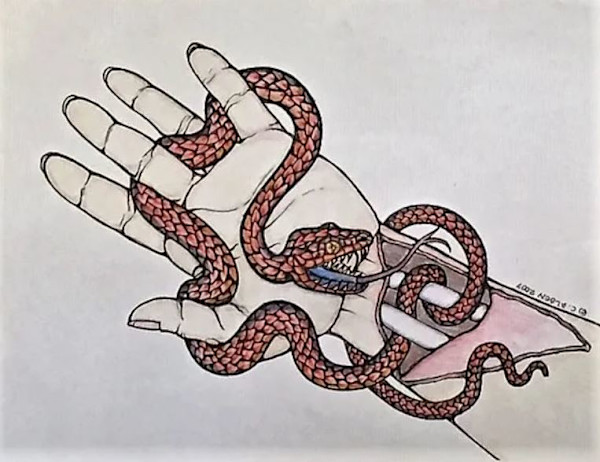 Untitled (Hand with Snake) by Carole Alden