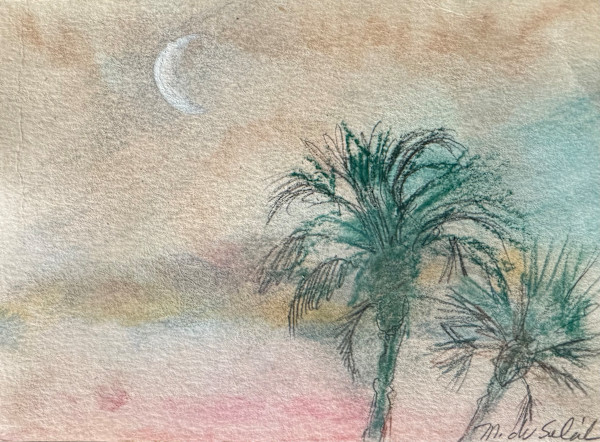 Moonset with Palms by M. de Soleil
