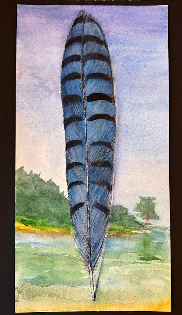 Blue Jay Feather, Lake Michigan by Margarete de Soleil