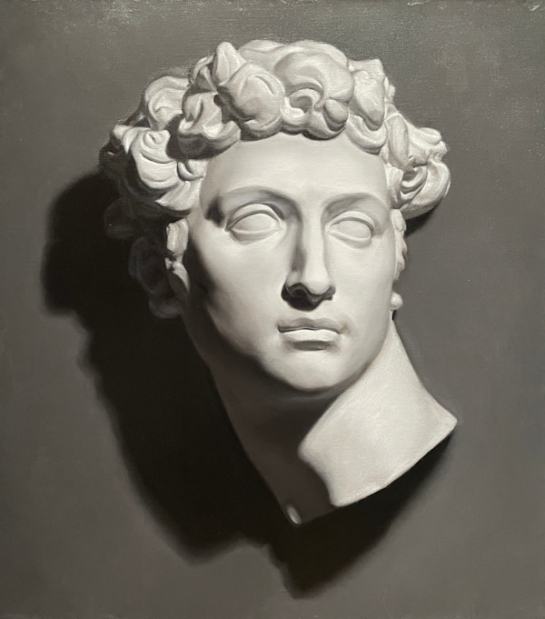Painting of a plaster cast mask of Michelangelo's Guiliano de Medici by James A. Burrell