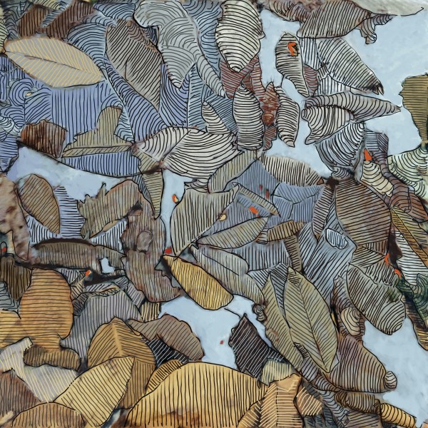 Leaves in Ice - Lyon  Brook Trail ,  New London , NH 3/5 by Peter Anderson