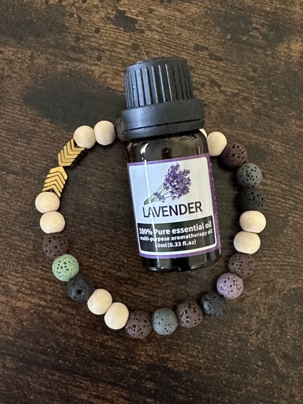Aromatherapy Gift Set Purple and Black Lava and Acrylic Bead Bracelet, Ylang Ylang Oil -  STAJ20240036 - C16 #20 by Susi Schuele