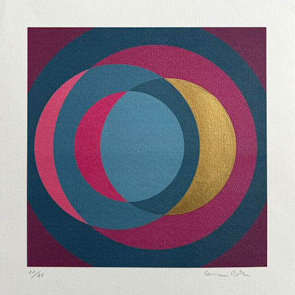 2024 / Prints in Blue and Fucsia / with gold painted 4/11 by Laura Rota
