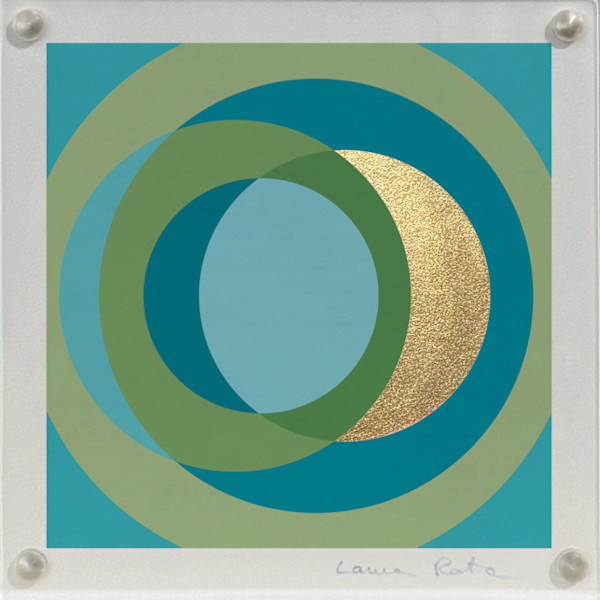 10x10 Fine Art | with Gold painted | Acrylic Framed | Turquoise #1 by Laura Rota