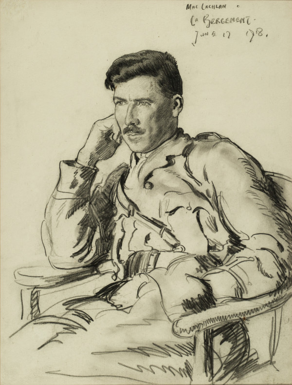 Portrait of Canadian Officer, Lt. MacLachlan, La Bergement by Sir Alfred J. Munnings