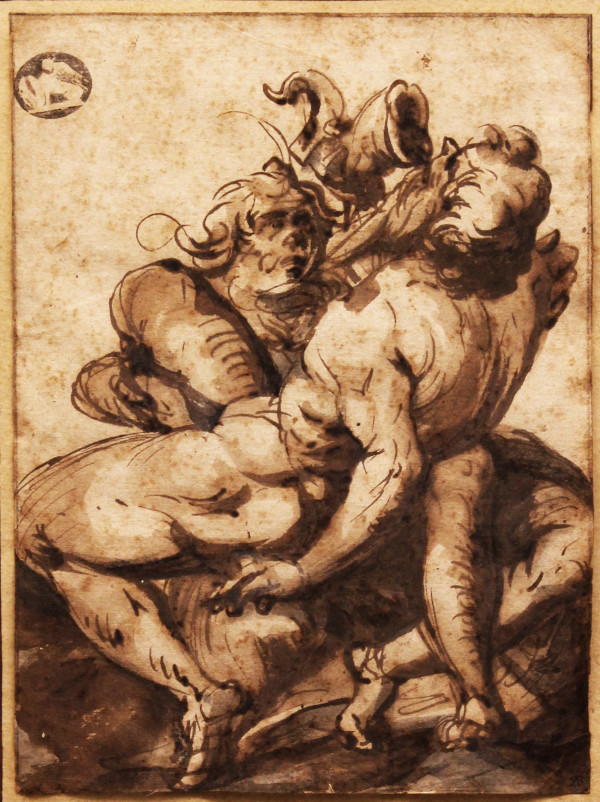 Two Wrestling Figures by Hendrick Goltzius