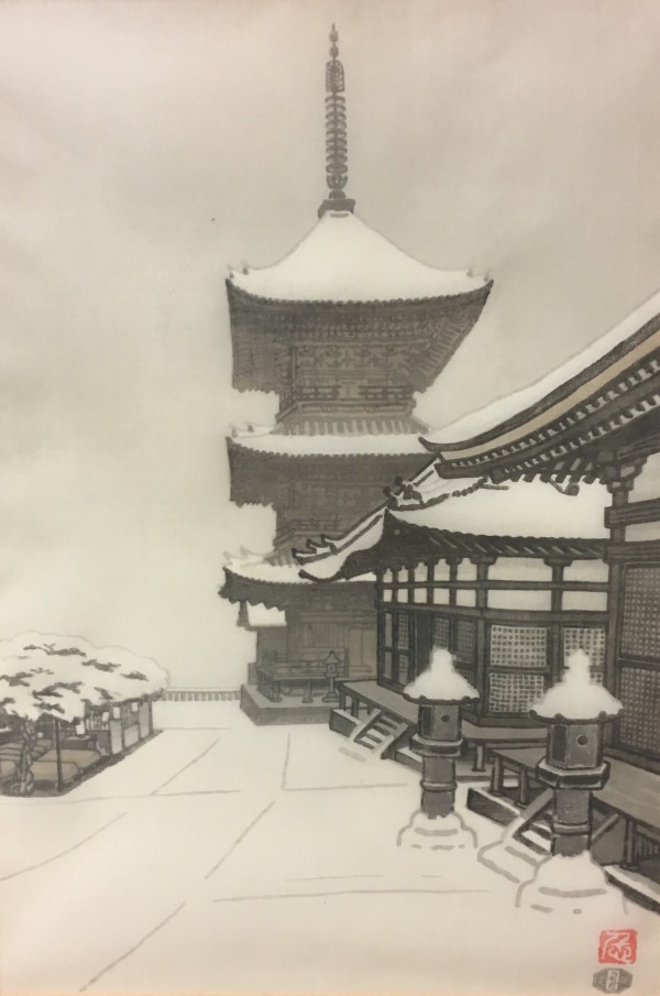 The Payoda of Kiyomizu Temple in Winter by Nisaburo Ito