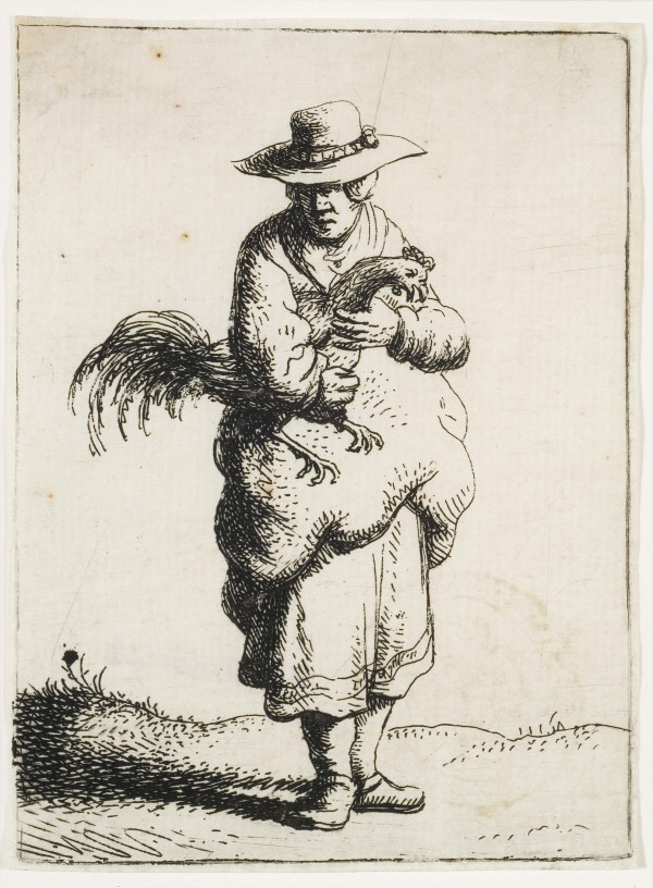 Woman Holding a Cockerel by Jan Georg van Vliet