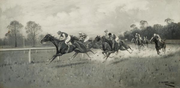 Rounding the Turn...And Heading for Home (Goodwood Pair) by George Wright