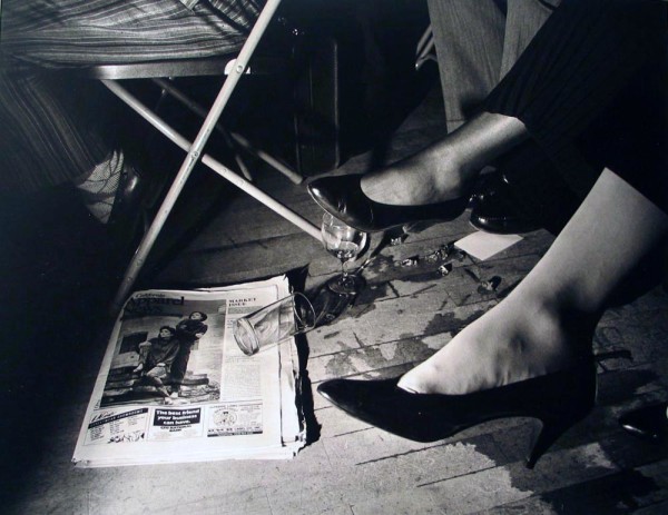 Spilled Glass and Legs, NYC, Social Context by Larry Fink