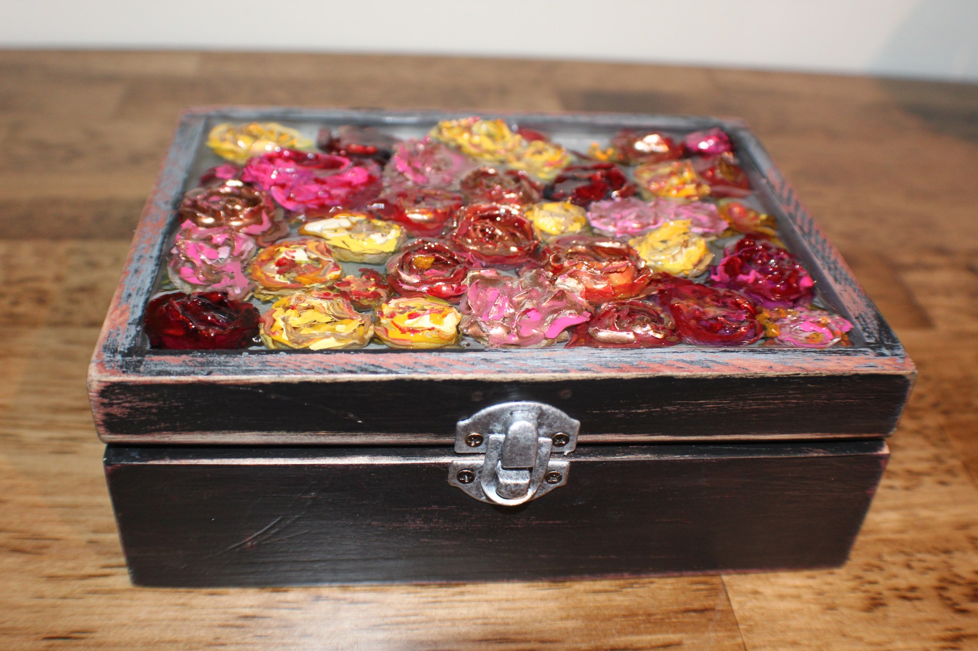Floral Resin Trinket Box / Resin Tissue Box / Pressed Flowers Storage  Container / Resin Jewelry Box With Lid / Storage Box With Flat Top Lid 