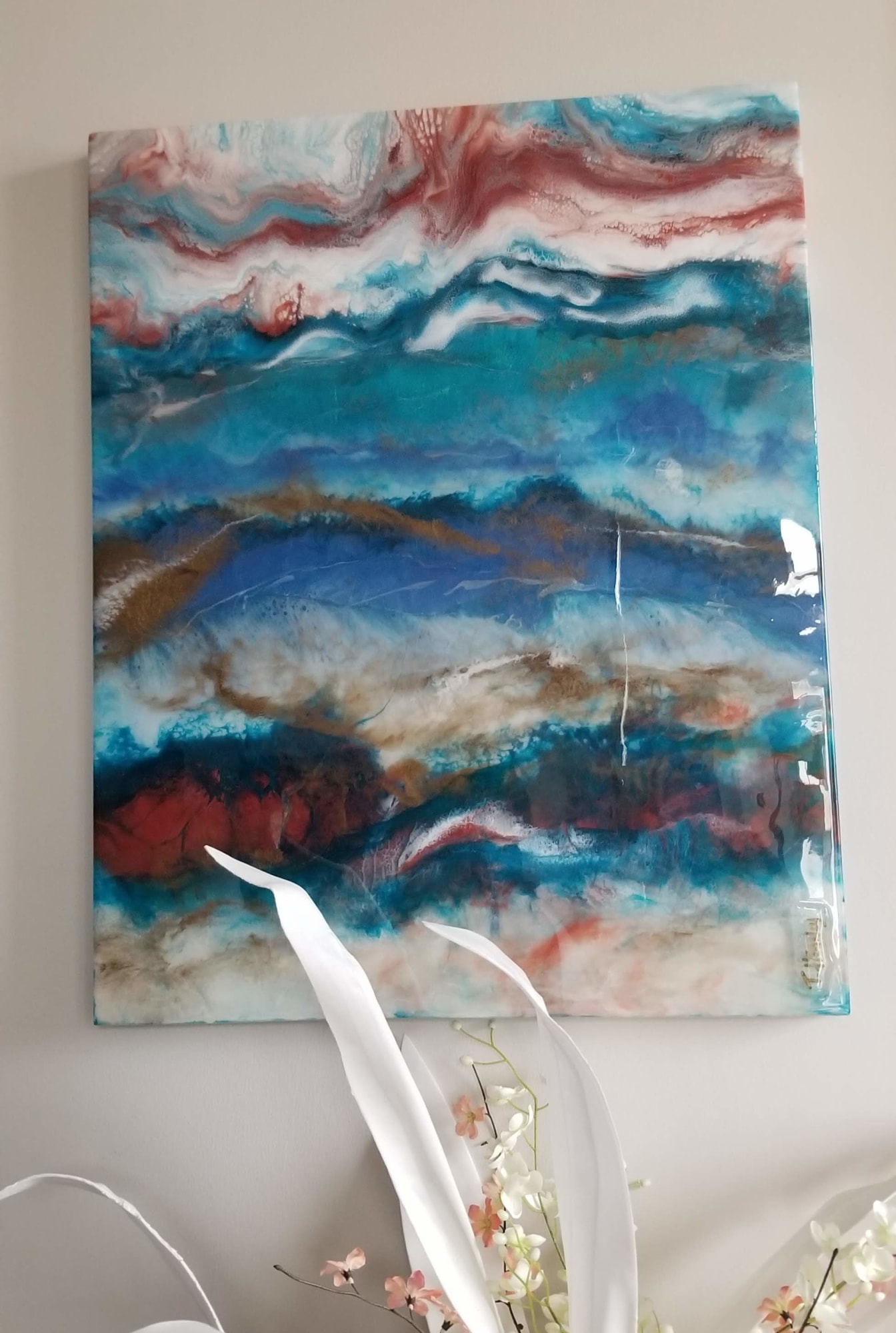 T R A N Q U I L Abstract Resin Painting W/gold or Silver