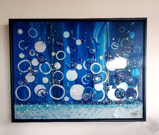 Lavender & Lilac Bling Resin + Glass Art on Wood Panel by Tana Hensley