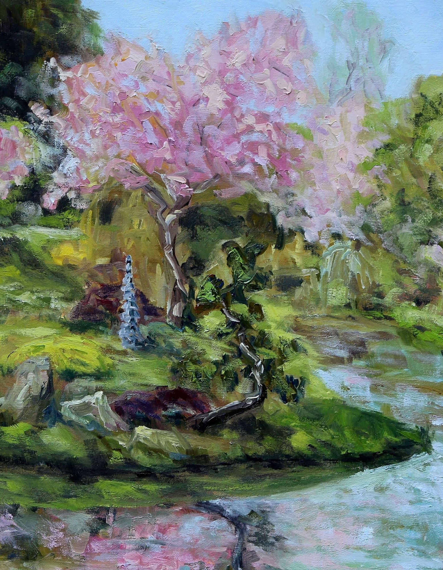 Cherry Blossoms Mayne Island Japanese Garden by Terrill