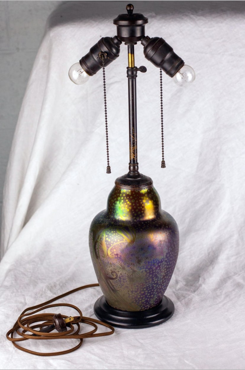 Art nouveau lamp base on sale