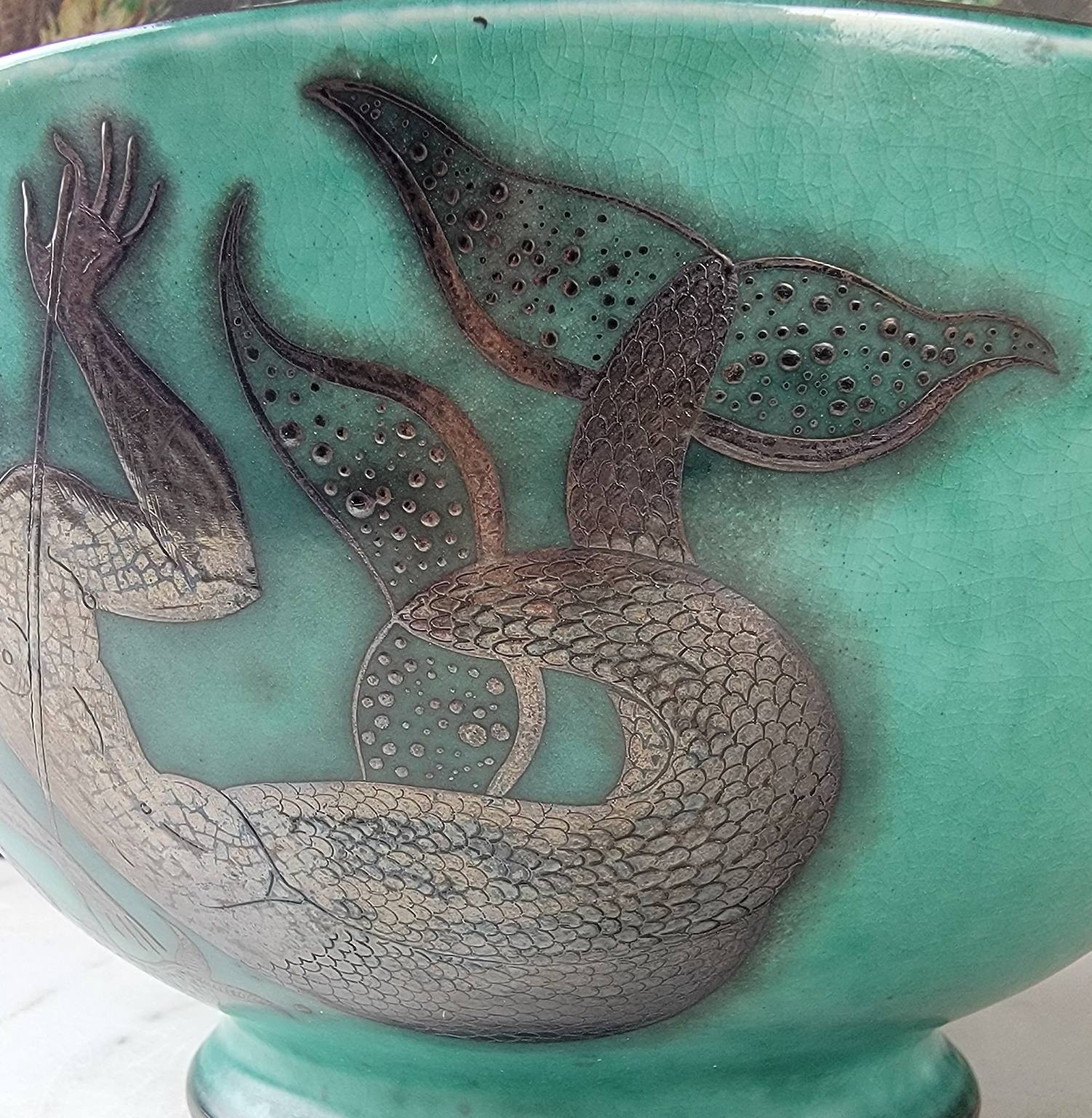 Gustavsberg Argenta Mermaid Motif Bowl from the collection of