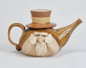 Teapot with Mustache Man
