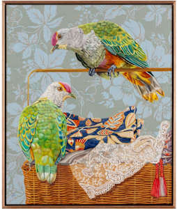 Sewing Basket, Rose Crowned Fruit Doves