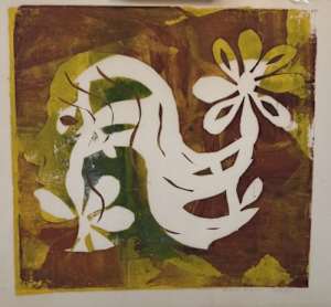 Flowerhead Woodblock print