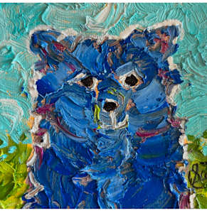 Fluffy Blue Bear Print